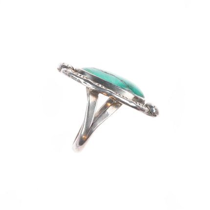 sz7.75 Vintage Navajo sterling silver green turquoise ring bird picto-hallmark