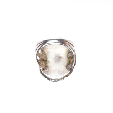 sz8 Vintage Navajo sterling silver shadowbox turquoise ring