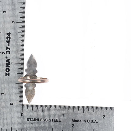 sz5.75 Vintage Zuni sterling silver 3 stone flush inlay turquoise ring