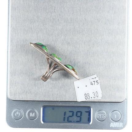 sz6 long Vintage Lime green turquoise/variscite Navajo sterling ring