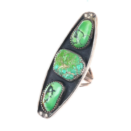 sz6 long Vintage Lime green turquoise/variscite Navajo sterling ring