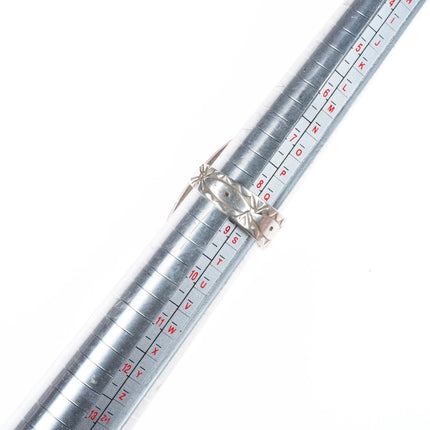 sz8.75 Ken Romero Taos/Laguna sterling silver, turquoise, coral inlay ring