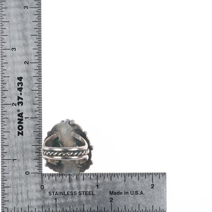sz7 Vintage Navajo sterling silver waterweb turquoise ring with twisted shank