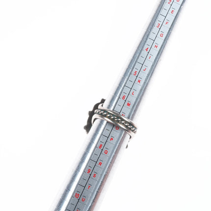 sz7 Vintage Navajo sterling silver waterweb turquoise ring with twisted shank