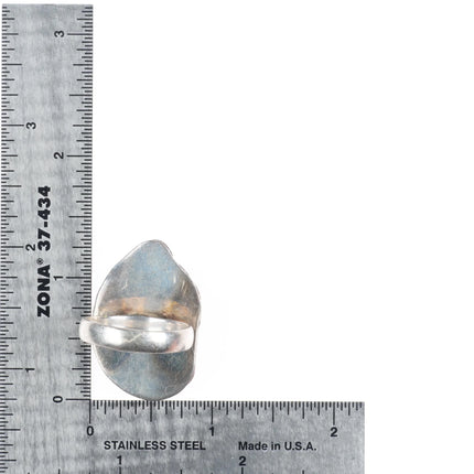 sz9 Vintage southwestern/Native American sterling silver Moldavite large ring