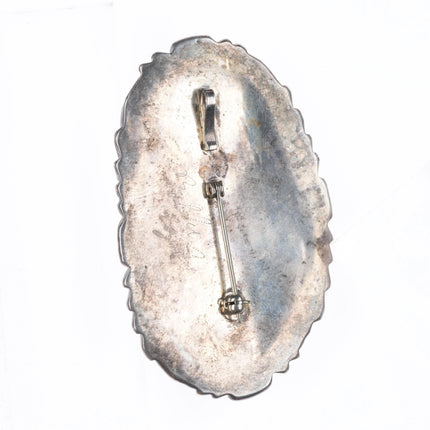 Big Vintage Billy Eagle Navajo high grade turquoise sterling silver pendant/pin