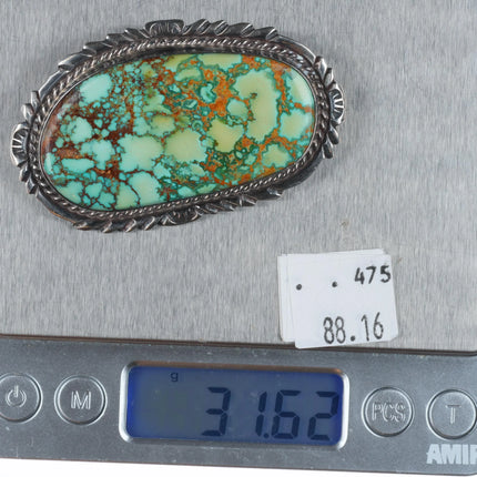 Big Vintage Billy Eagle Navajo high grade turquoise sterling silver pendant/pin