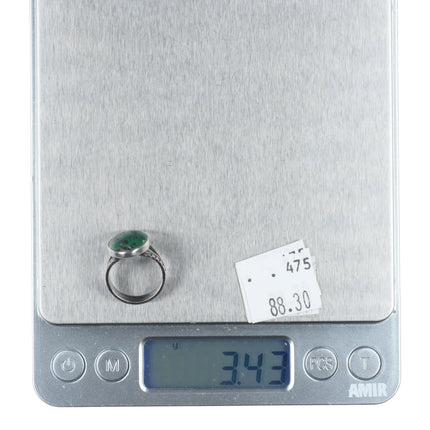 sz4 30's-40's vintage Navajo sterling silver green turquoise ring