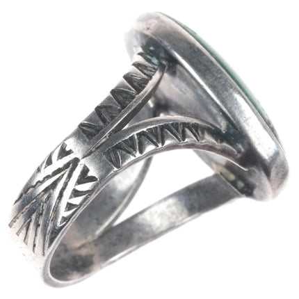 sz4 30's-40's vintage Navajo sterling silver green turquoise ring