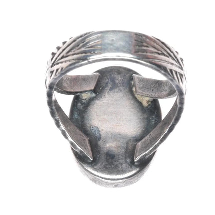 sz4 30's-40's vintage Navajo sterling silver green turquoise ring