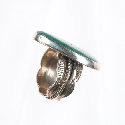 sz10 Adam Fierro Mestizo sterling silver green turquoise ring with wide band