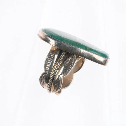 sz10 Adam Fierro Mestizo sterling silver green turquoise ring with wide band