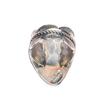 sz10 Adam Fierro Mestizo sterling silver green turquoise ring with wide band