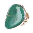 sz10 Adam Fierro Mestizo sterling silver green turquoise ring with wide band