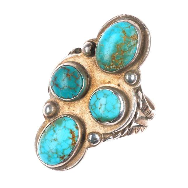 sz7.5 30's-40's Navajo sterling silver high grade spiderweb turquoise ring