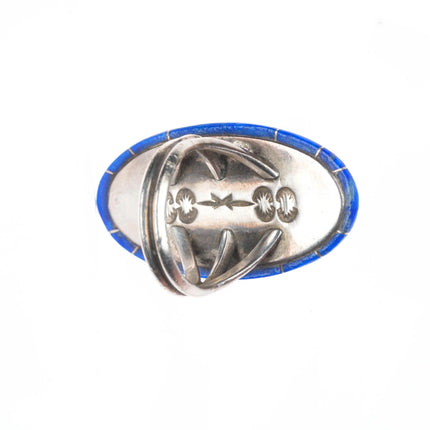 sz6.5 Native American sterling silver lapis ring with side inlay