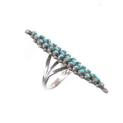 sz6.5 Vintage Zuni sterling silver snake eye/turquoise cluster long ring