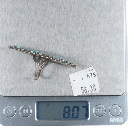 sz6.5 Vintage Zuni sterling silver snake eye/turquoise cluster long ring