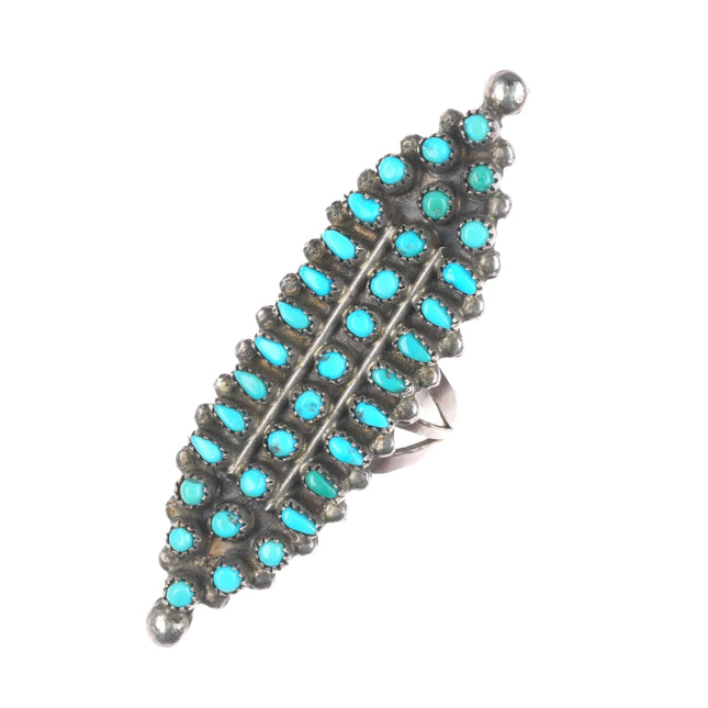 sz6.5 Vintage Zuni sterling silver snake eye/turquoise cluster long ring