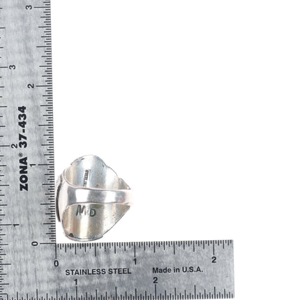 sz10.25 Mary Dayee Navajo sterling silver carved spiderweb turquoise men's ring