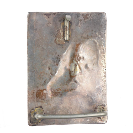 Vintage Zuni sterling silver turquoise cluster feather belt buckle