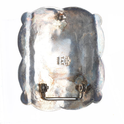 Vintage Navajo sterling silver US American flag beadwork belt buckle