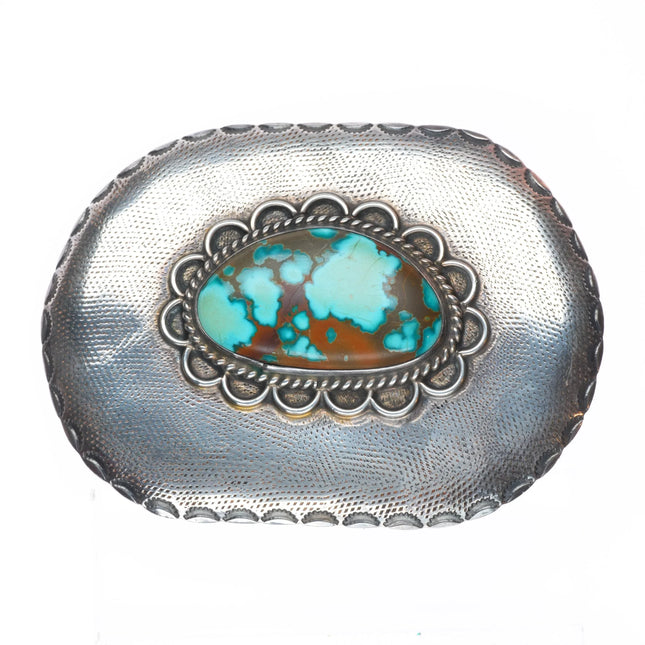 Vintage Navajo sterling silver high grade turquoise belt buckle