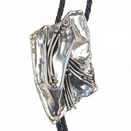 Stan Davidson (1933-2012) Vintage Brutalist sterling silver modernist bolo tie