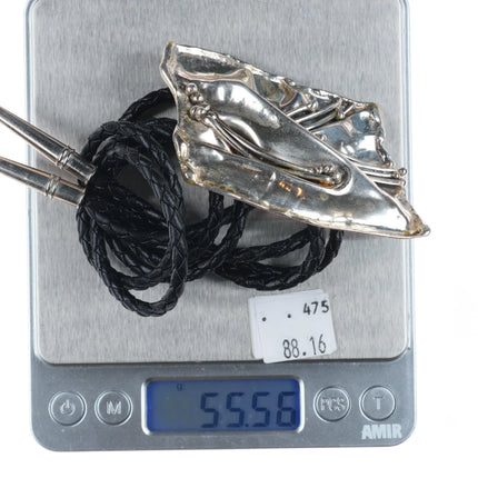 Stan Davidson (1933-2012) Vintage Brutalist sterling silver modernist bolo tie