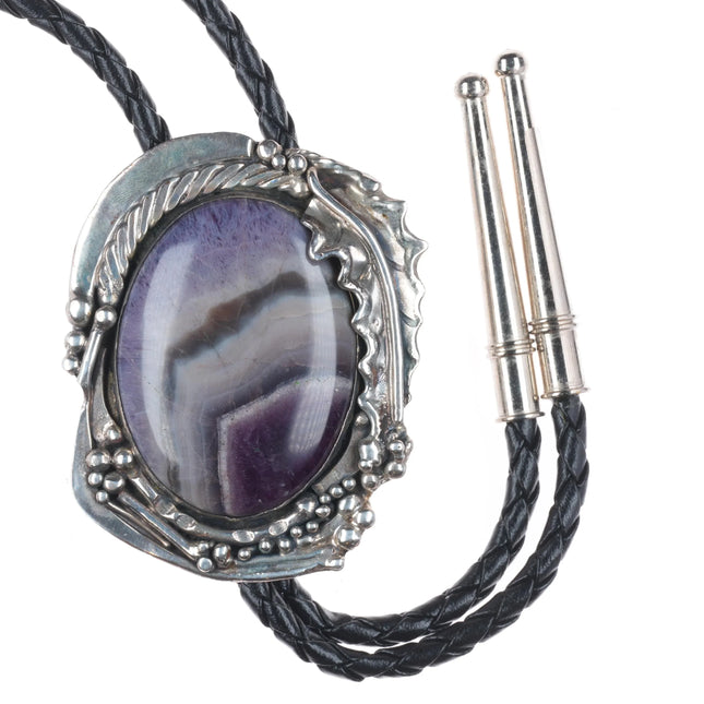 Stan Davidson 1933-2012 Vintage Brutalist sterling silver Purple jasper bolo tie