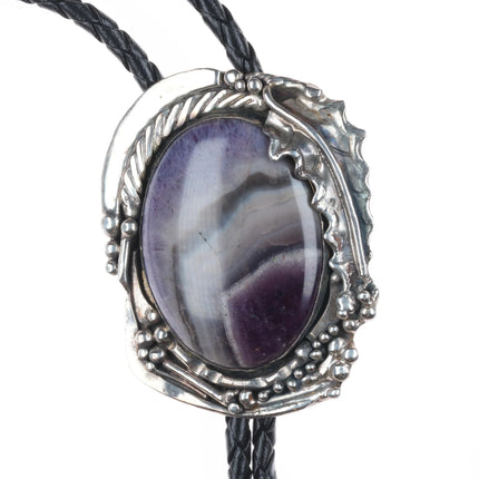 Stan Davidson 1933-2012 Vintage Brutalist sterling silver Purple jasper bolo tie