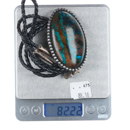 Big Vintage Sterling silver Chrysocolla southwestern/Native American bolo tie