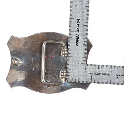 Ahmad Khan Hand Engraved sterling silver longhorn belt buckle with ruby eyes