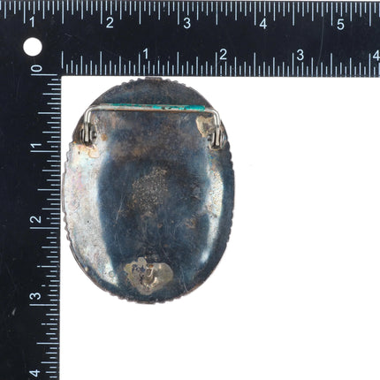 Vintage Albert Cleveland Navajo sterling silver 3 stone turquoise belt buckle