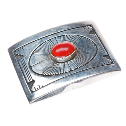 Gibson Nez Apache/Navajo sterling silver Mediterranean coral belt buckle