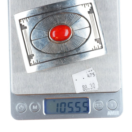 Gibson Nez Apache/Navajo sterling silver Mediterranean coral belt buckle