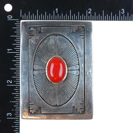 Gibson Nez Apache/Navajo sterling silver Mediterranean coral belt buckle