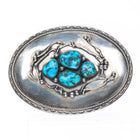 Vintage Ted Guerro Navajo sterling silver turquose cluster belt buckle