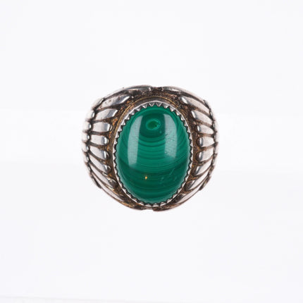 sz10 Vintage Navajo sterling silver malachite men's ring