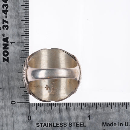 sz10 Vintage Navajo sterling silver malachite men's ring