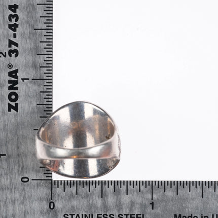 sz7.5 Vintage K Zuni sterling silver hand stamped carved turquoise ring