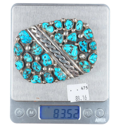 Vintage Sterling silver turquoise nugget southwestern belt buckle Gomez