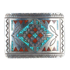 Vintage Wilson & Carolyn Begay Navajo sterling silver chip inlay belt buckle