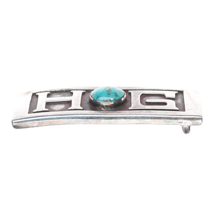 Riveras Southwestern Modernist sterling silver HOG Harley turquoise belt buckle