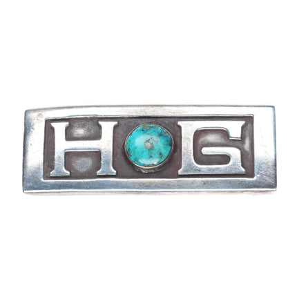Riveras Southwestern Modernist sterling silver HOG Harley turquoise belt buckle