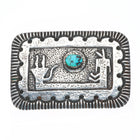 Vintage Navajo sterling silver cast Yei belt buckle with turquoise