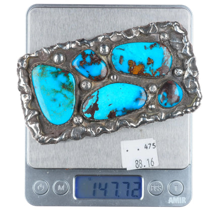 Big Jack Bryant Texas Brutalist/Modernist sterling silver turquoise belt buckle