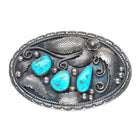 Vintage Phil Chapo Navajo sterling silver 3 stone turquoise belt buckle