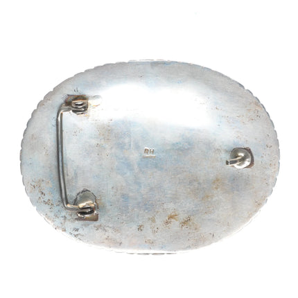 Big/Heavy Ronnie Hurley Navajo sterling silver turquoise cluster belt buckle