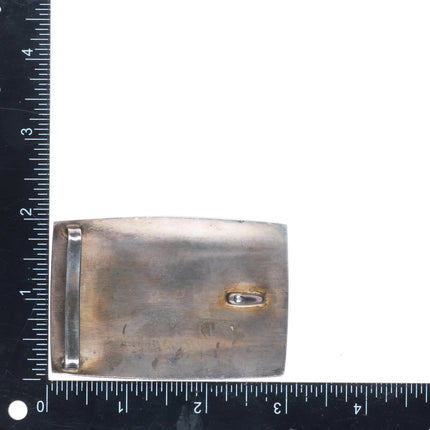 Vintage southwestern sterling silver wolf/skull/desert handmade belt buckle